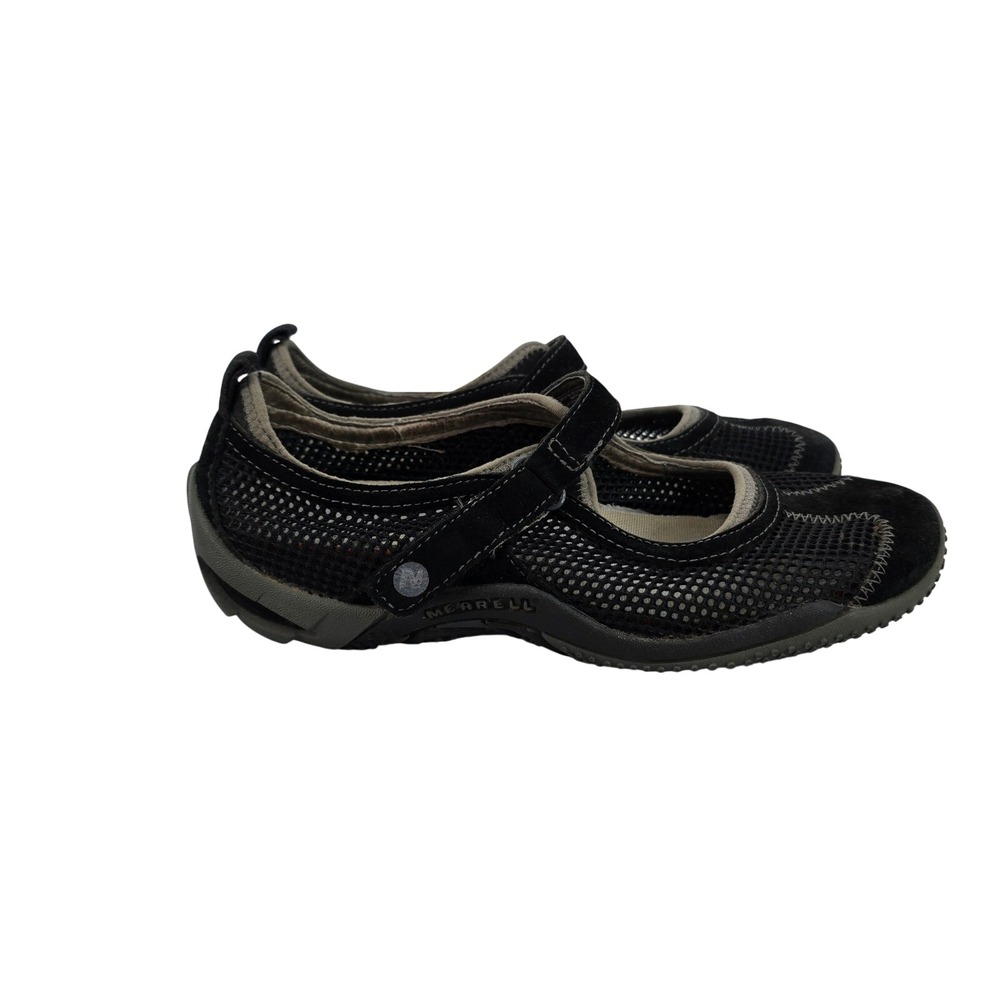 Merrell Circuit MJ Breeze Black Mesh Suede Mary Jane Shoes Womens 5.5 J75034